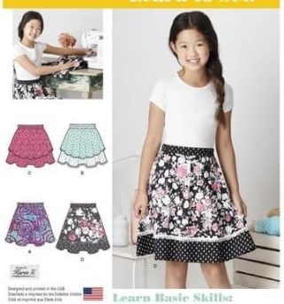 Simplicity 8106 Easy to Sew Girl's Layered Skirt Sewing Pattern, Size 8-16